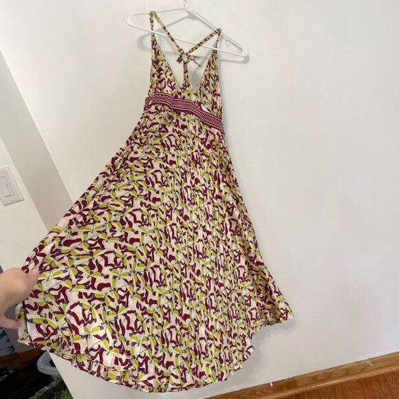 AMERICAN RETRO Pink Berry Green Dragonfly Bug Satin 100% SILK Fit & Flare Dress - Picture 16 of 16